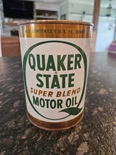 Quaker State Super Blend Metal Oil Can 1 Quart Full