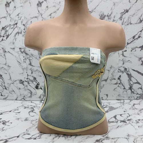 Denim vintage blanqueado sin tirantes Azzure para mujer nuevo con etiquetas - Imagen 5 de 8