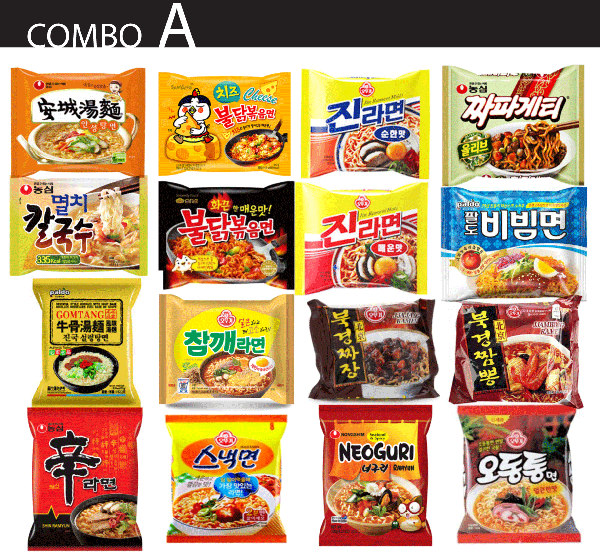 Korean Instant Noodle Ramen Mix Combo Variety Pack Set (16 Ramens) eBay
