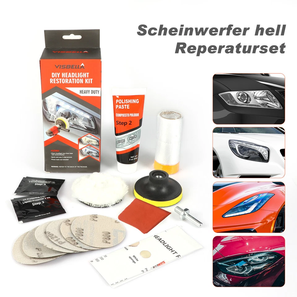 Profi Reparatur Set Scheinwerfer Politur Frontscheinwerfer Polieren Aufbereitung - Bild 3 von 4