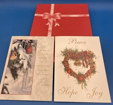 Smithsonian Christmas Cards and Envelopes box of 16 Cardinals and Heart Wreath