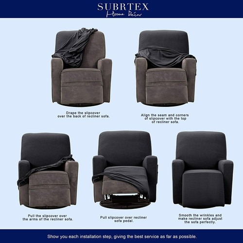 Subrtex Recliner Stretch Sofa Slipcover Cover Furniture Protector Couch Covers - Picture 53 of 130