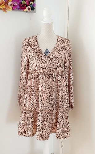 SHEIN Mini Abito Estivo Stampa Dalmata Chiffon Smock Taglia S UK 8 - Foto 7 di 13