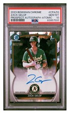ZACK GELOF 2023 Bowman Chrome 1st  Auto Autograph Atomic Refractor /100 PSA 10