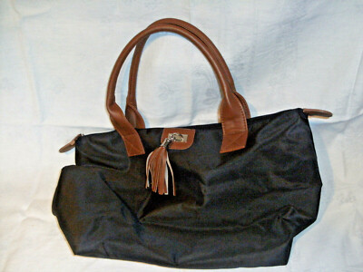 Petit Sac à Main Polyester - Noir Et Marron - Bon état - Occasion Mais Solide
