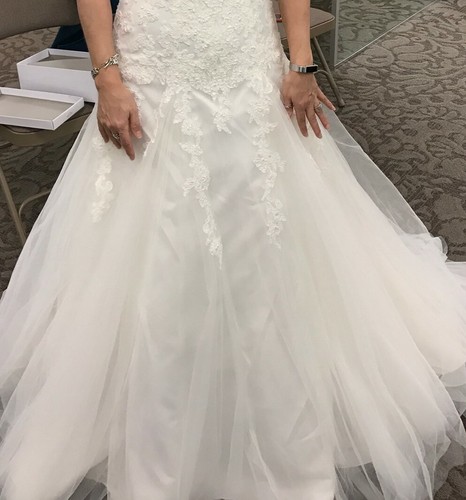 Strapless Tulle Drop Waist WHITE Wedding Dress - Picture 7 of 8