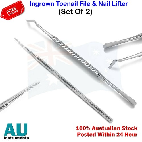 Levantador de uñas de dedo encarnado Quiropráctico Lima de uñas Juego de un solo extremo de 2 herramientas de podología - Imagen 1 de 5