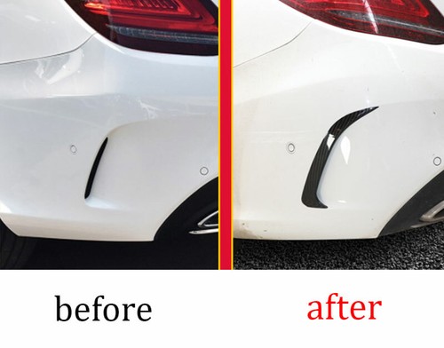 2015-2021 ABS Carbon Fiber Rear Bumper Lip Spoiler Fins Canards For Benz C-Class - Picture 10 of 11