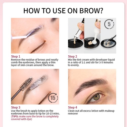 Eyelash & Eyebrow Dye Tint Kit Waterproof Long Lasting Permanent Color Gel / - Picture 11 of 18
