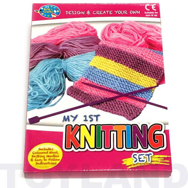 My First Knitting Set Coloured Wool Needles Childrens Crafts Kit Girls Kids 1st for sale online