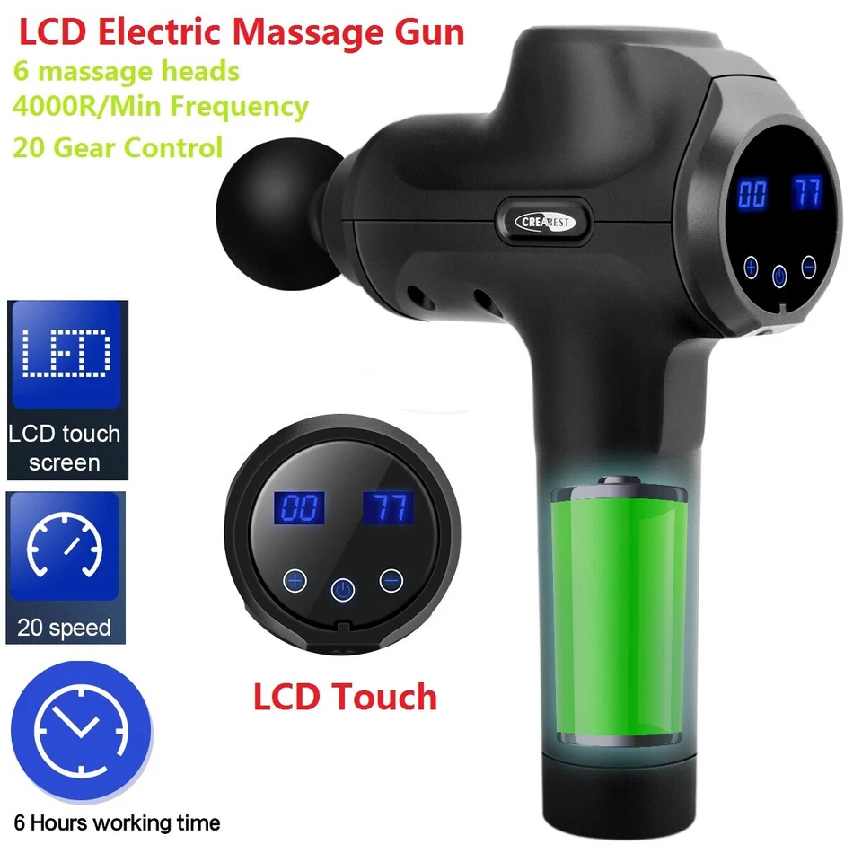 Electric Massage Gun Massagepistole Massager Muscle Massagegerät+20 Modi+6 Köpfe - Bild 2 von 4