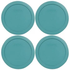 Pyrex 7201-PC 4 Cup Round Plastic Turquoise Replacement Lid for Glass Bowl 4PK