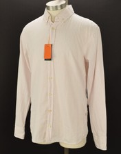 HUGO BOSS Mens Pink Striped EPREPPY Long Sleeve SLIM FIT Cotton Shirt LARGE NWT