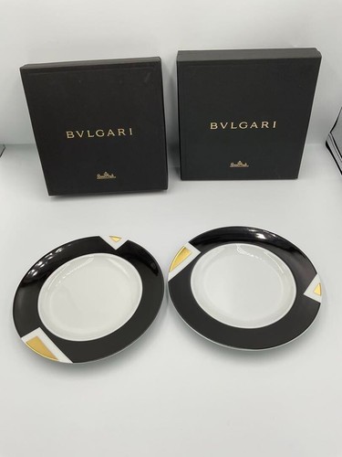 BVLGARI x Rosenthal Geometrica Black Dessert Plate 18.5cm Set of 2 in BOX - Picture 2 of 7
