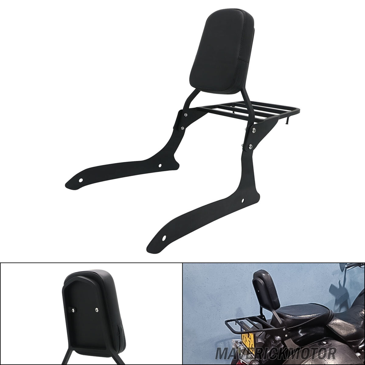 Rear Backrest Sissy Bar Luggage Rack Fit Yamaha XVS1300 A V-Star