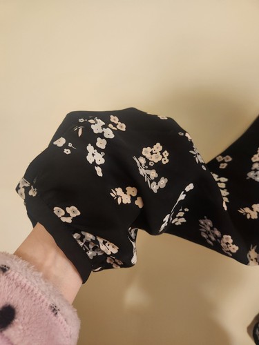 Kaari Blue Black Sheer Floral Blouse Size XL Long Sleeve Women's - 第 6/8 張圖片