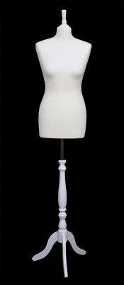 THE SHOPFITTING SHOP DELUXE Size 12 Female Dressmakers Dummy Mannequin Tailor CREAM Bust White Stand