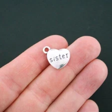 MIXED SET - 4 New FAMILY HEART Charms Tibetan Silver Alloy ONE each FREE SHIP!