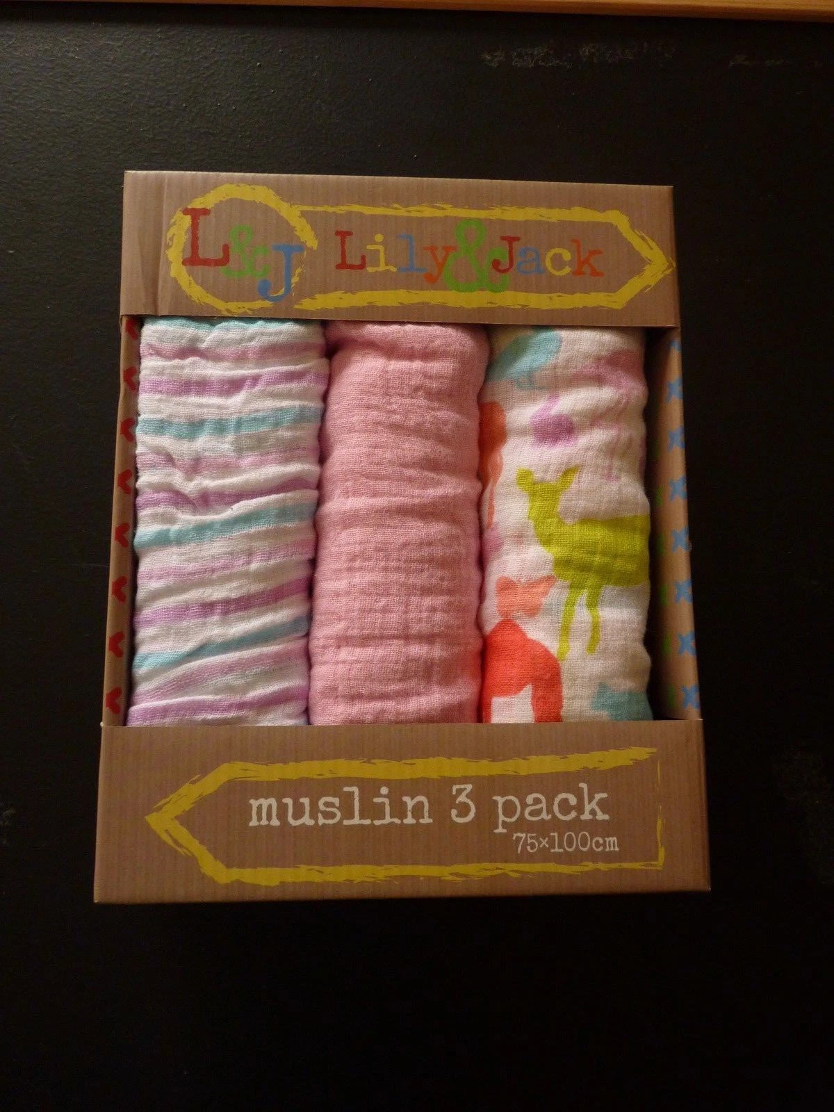 Baby muslin swaddles, Set of 3 muslin swaddles,BNIP by Lily & Jack