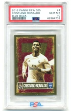 2016 Panini FIFA 365 #4 Christiano Ronaldo Foil Blue Back PSA 10 Gem Mint Pop 10