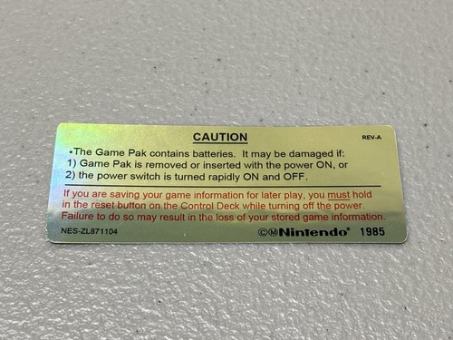 Caution Decal Gold Holographic (NES) Replacement Game Label - Picture 2 of 3