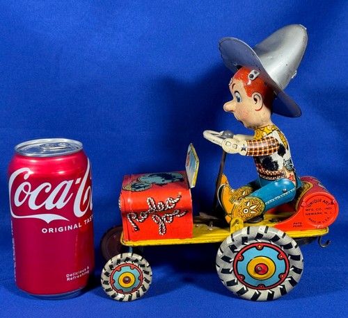 Vintage RODEO JOE Tin Wind-Up Toy GIT ALONG LIL DOGGIE Unique Art - WORKS GREAT! - Picture 2 of 14