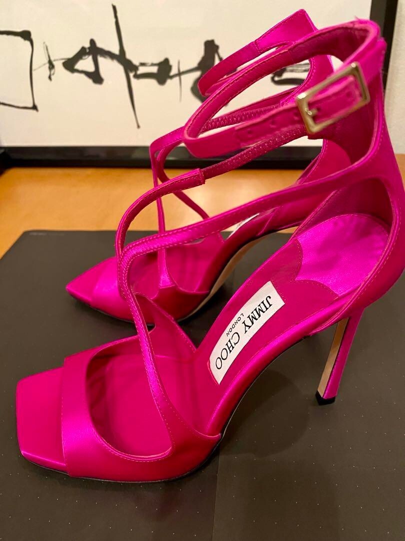 JIMMY CHOO Satin High Heel Sandals Mules Pumps Shoes Women 36 1 2