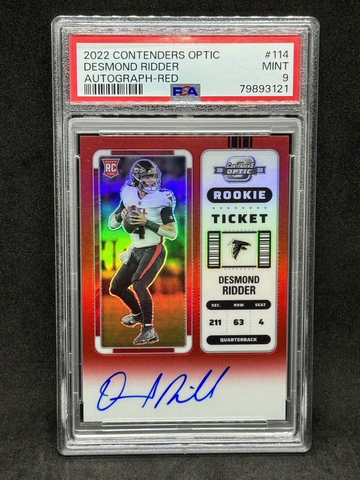 2022 Contenders Desmond Ridder #114 Optic Red /149 Rc Auto PSA 9 Pop 16