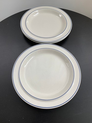 Arabia Finland Saimaa White w. Blue Trim Dinner Plate 10" Vintage 1980s Set of 4 - Picture 15 of 21