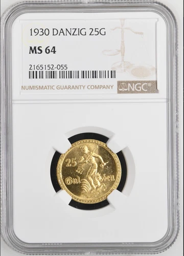 Germany 1930 Danzig (Gdansk): Free City gold 25 Gulden NGC MS64, Low Mintage!