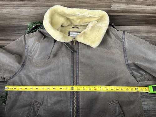 Vintage Charles Klein Brown Leather Bomber Jacket Lined Women's XL - Foto 6 di 9