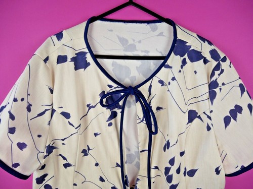 Blusa Cárdigan Bolero Vintage Para Mujer Años 80 90 Corto Marfil Azul Crema M 12 14 - Imagen 3 de 11