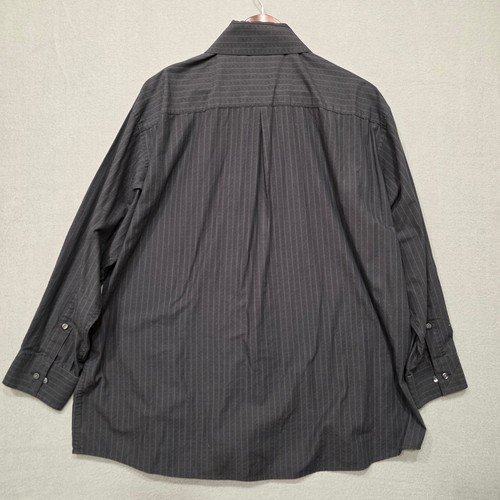 Crazy Horse Mens Long Sleeve Button Up Black with Stripes Shirt Size 17/32-33 - Picture 5 of 7
