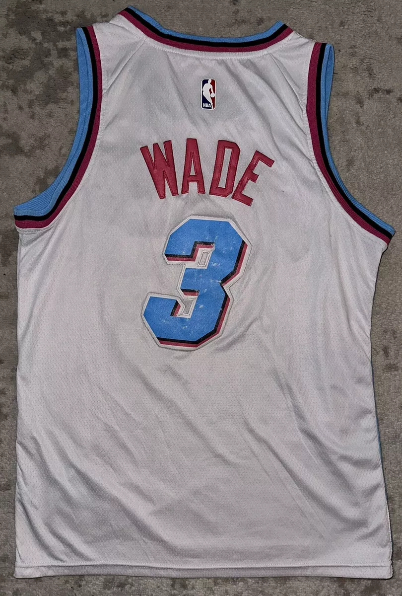 Dwyane Wade Miami Heat 3 City Edition Vice White Swingman Jersey Nike 40 S  / M