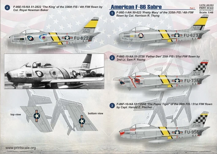 Print Scale 48-063 Decal for airplane 1:48 F-86E Sabre Part 1 Waterslide decals - Image 4 of 4