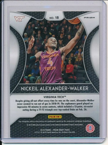 NICKEIL ALEXANDER-WALKER 2019-20 PANINI PRIZM DRAFT PICKS PINK PULSAR PRIZMS RC - Picture 2 of 2