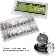 18 Sizes/Box Stainless Steel Watch Glass Screw Assortment Back Case Repair Part
