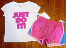 NIKE SPORT AUTHENTIC TODDLERS GIRLS ORIGINAL BRAND NEW 2Pc SHORTS SET Sz 6, NWT