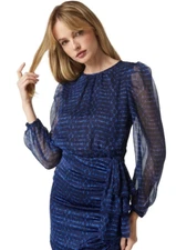 MISA Amber Sheer Sleeve Mini Dress - Midnight Mix Size XS NWT