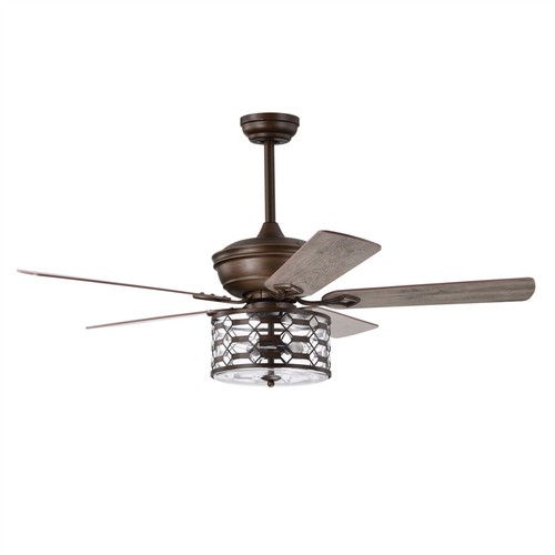 Dillon 52 Inch Imitation Wood Finish Clear Glass Ceiling Fan with Remote - Picture 3 of 11