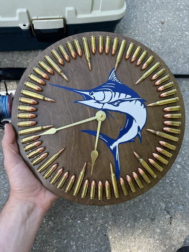 Swordfish Off Shore Deep Sea Fishing Wall Clock 12 Inch- 9mm/5.56 Inert - Picture 3 of 10