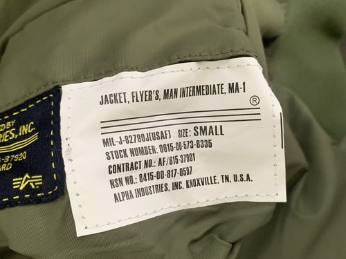Vintage Alpha Industries MA-1 Jacket Size Small Flyers Bomber Intermediate - Picture 9 of 12