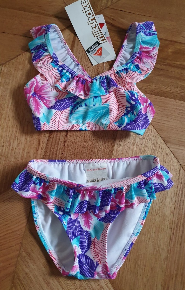 Milkshake Girls Hibiscus Floral Tankini Set Bathers Size