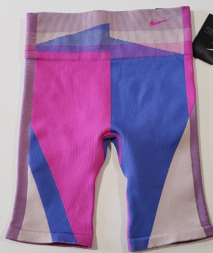 Nike Womens Icon Clash Sculp Tight Fit High Rise 8" Shorts Medium Pink Purple - Picture 6 of 10