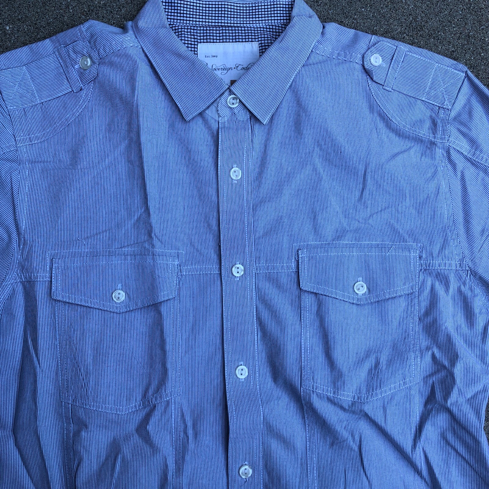SOVERIGN CODE Button Down Shirt Men's LARGE Blue … - image 2