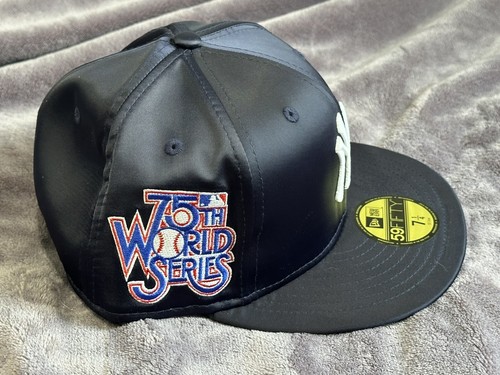 New Era New York Yankees Satin 75th World Series 59FIFTY Fitted Hat Cap Sz 7 1/4 - Picture 2 of 9