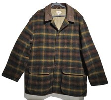 Vintage J. Crew Oarsman Wool Plaid Barn Jacket Men's XL Barn Coat Green Brown
