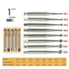 8 Type Dental Round Tungsten Steel Carbide Burs RA Latch For Low Speed Handpiece