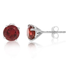 1.80 cttw 6 MM Garnet Stud Earrings 14K Gold Round Cut with Push Backs January