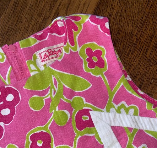 LILLY PULITZER ORIGINALS Girls 10 Floral Pink Green Shift Dress - Picture 3 of 4